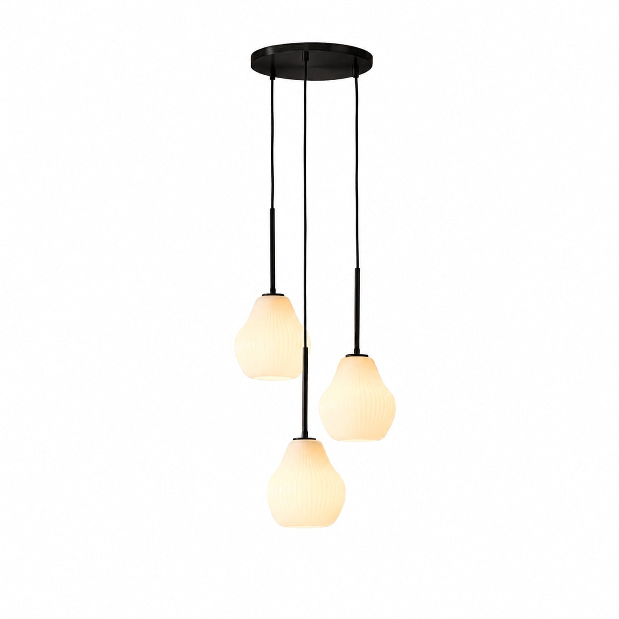Rivrona Ribbed Glass 3-Light Chandelier - Sculptural Modern Lighting for Home