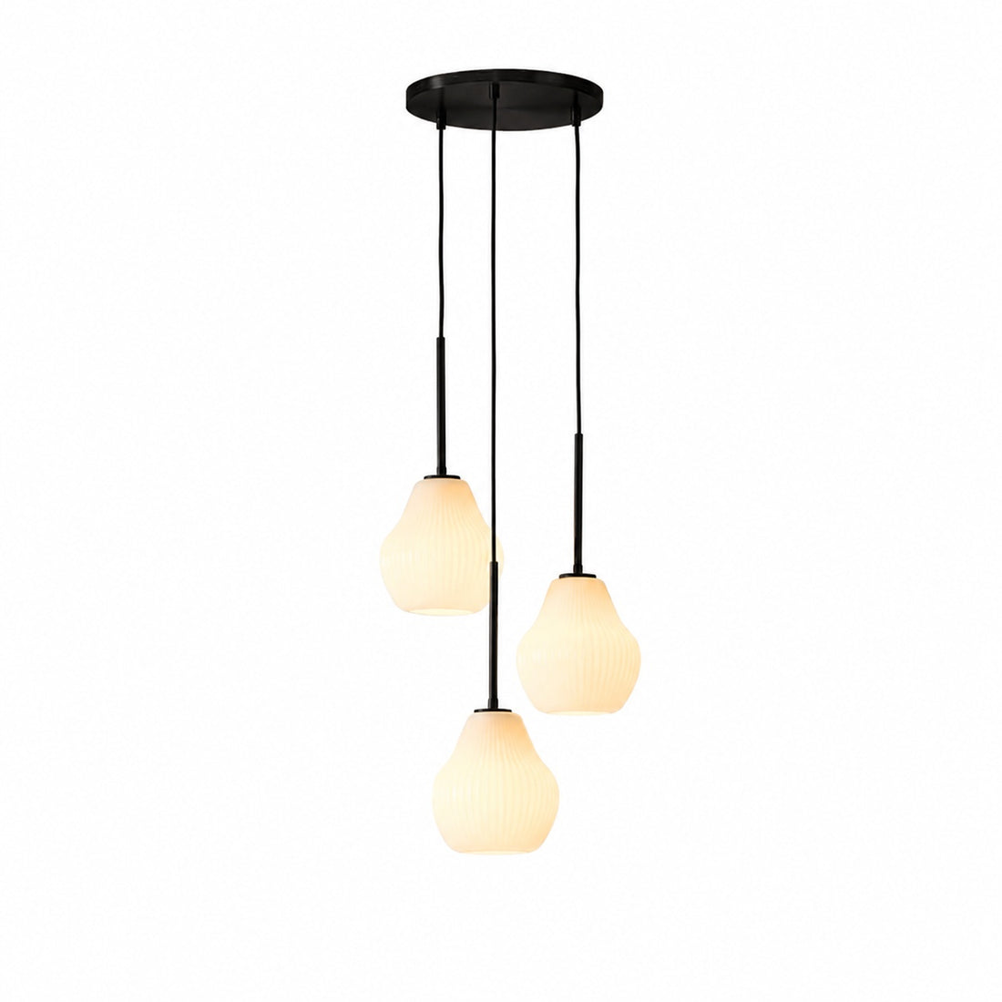 Rivrona Ribbed Glass 3-Light Chandelier - Sculptural Modern Lighting for Home