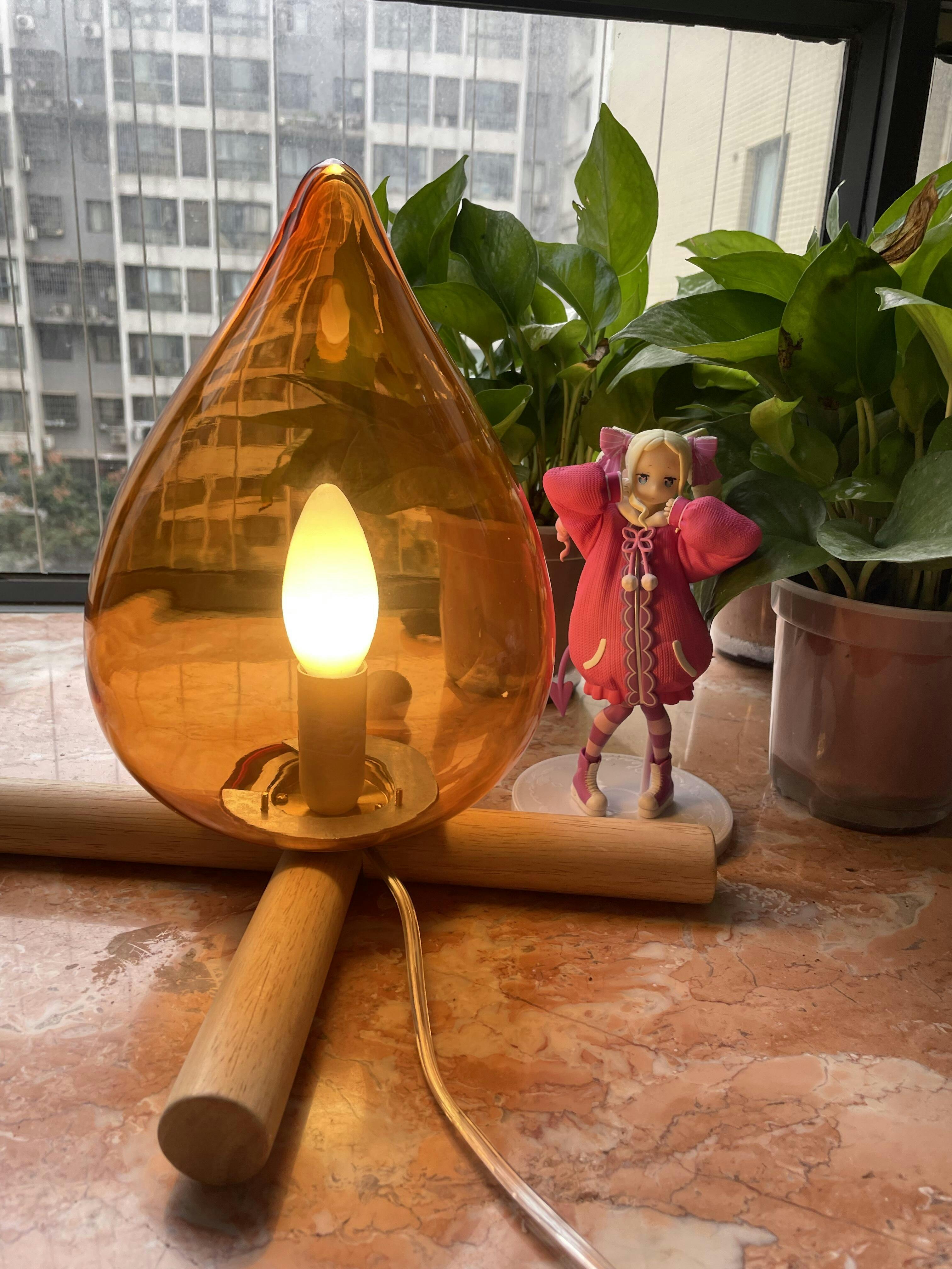 Firewood Stack Flame Table Lamp