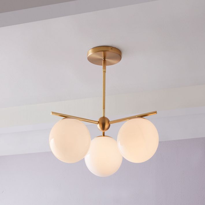 Alessora Brass Milk Glass Chandeliers- Great for Covered Outdoor Areas
