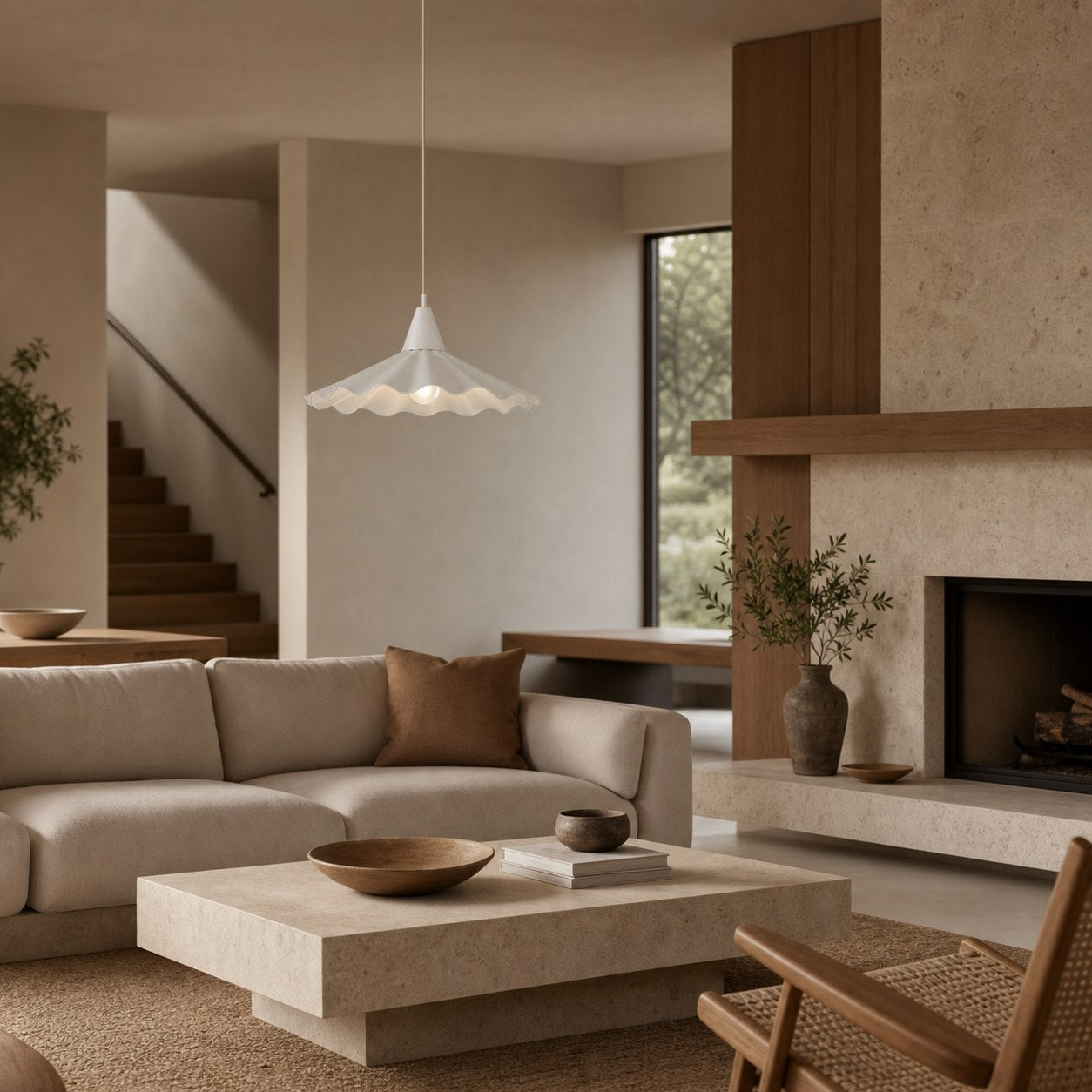 Arluneva Artistic Wave Pendant Lamp - Modern Handcrafted Ceramic Light for Living Room