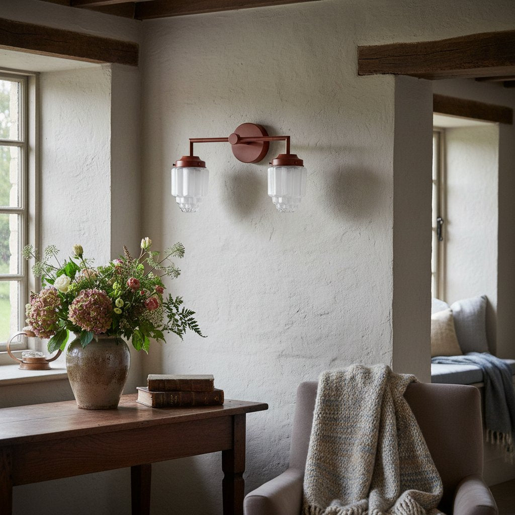 Tierlux Glass Art Deco Vanity Light - Colorful Skyscraper Globe Wall Fixture