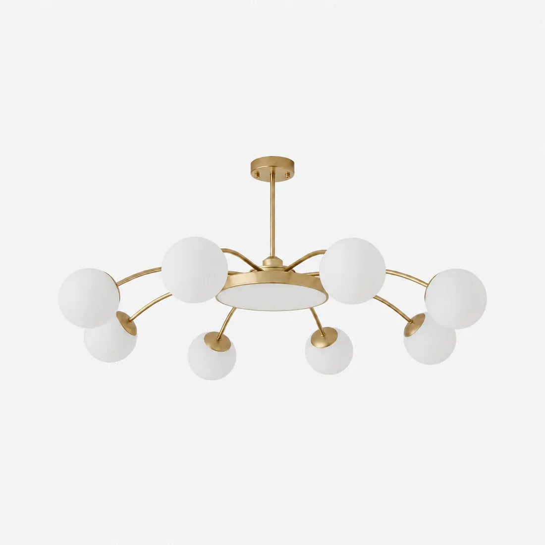 Modern milk glass chandelier with 8 lights in Gold