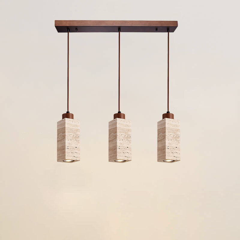 Wabi Sabi Solid Wood Stone Pendant Light