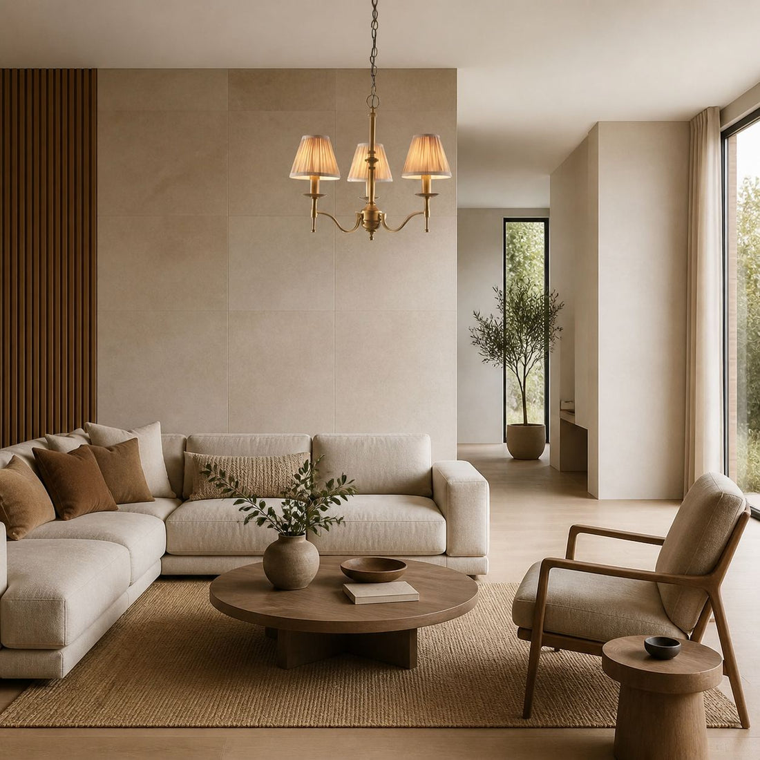 Tela Timeless Classic Elegant Multi Arm Stanford Chandelier - Metal Fabric Lighting for Living Room