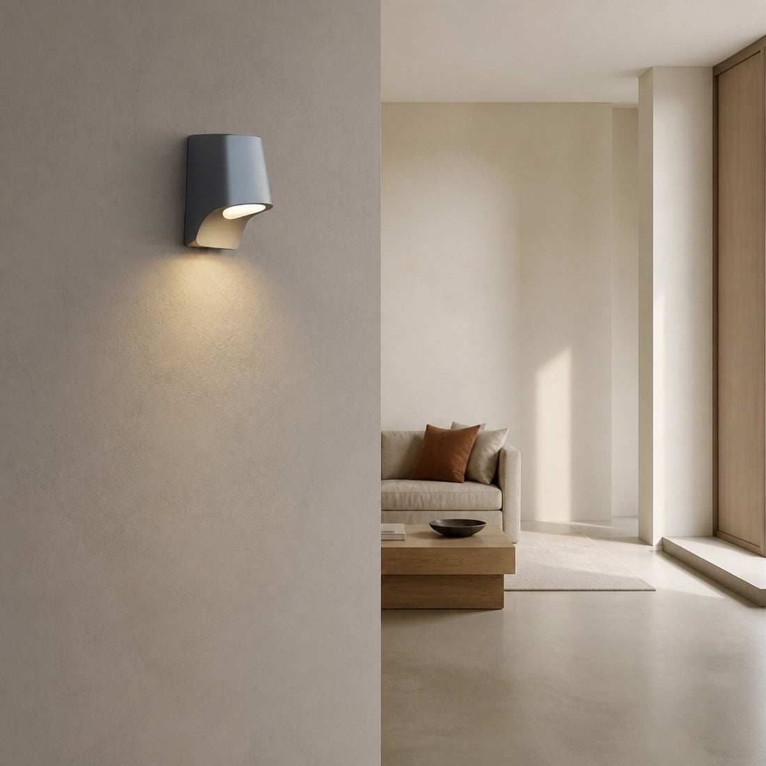 Rivathis Minimalist Metal Pewter Wall Lantern — Stylish Porch Fixture Ideal for Entry or Garden