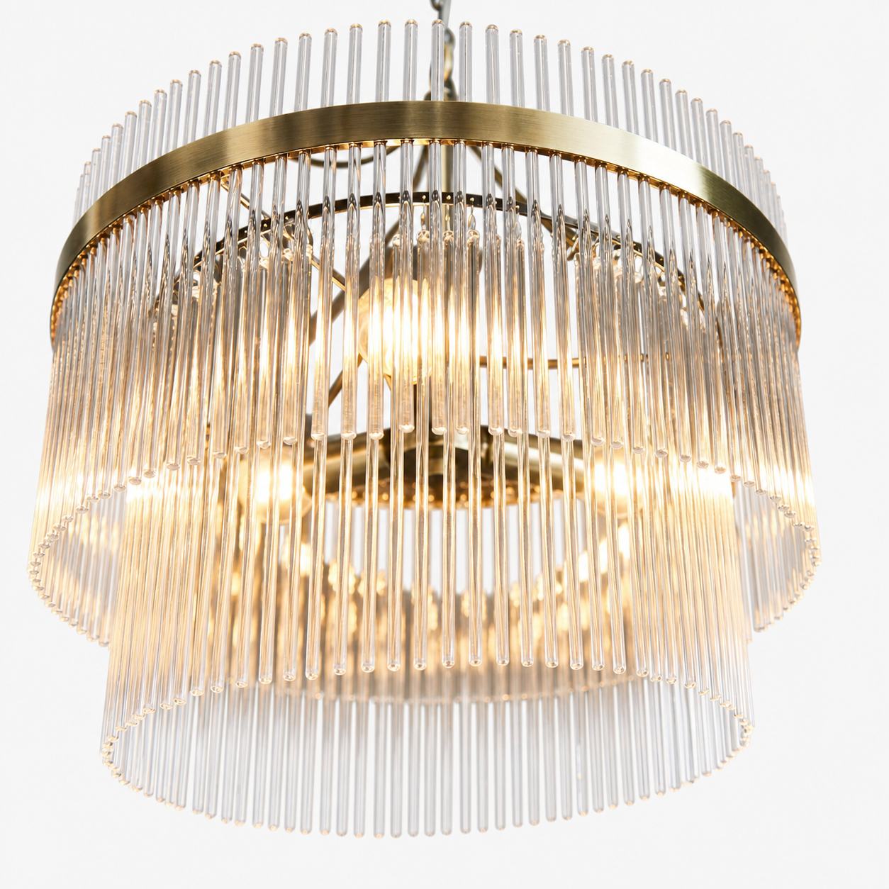Elegant Glass Rods 3 Light Pendant Light - Vintage Brass Finish