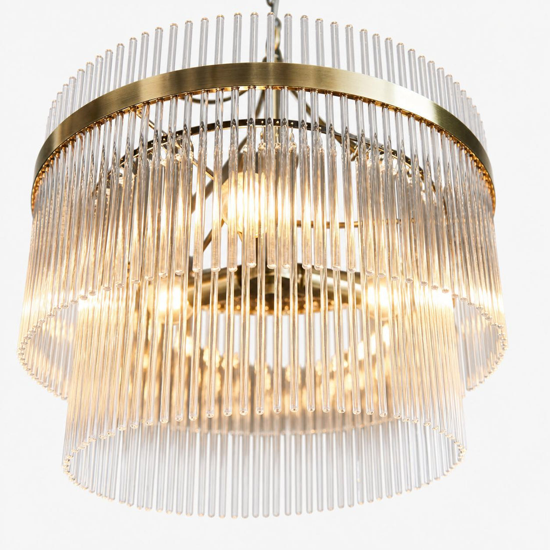 Elegant Glass Rods 3 Light Pendant Light - Vintage Brass Finish