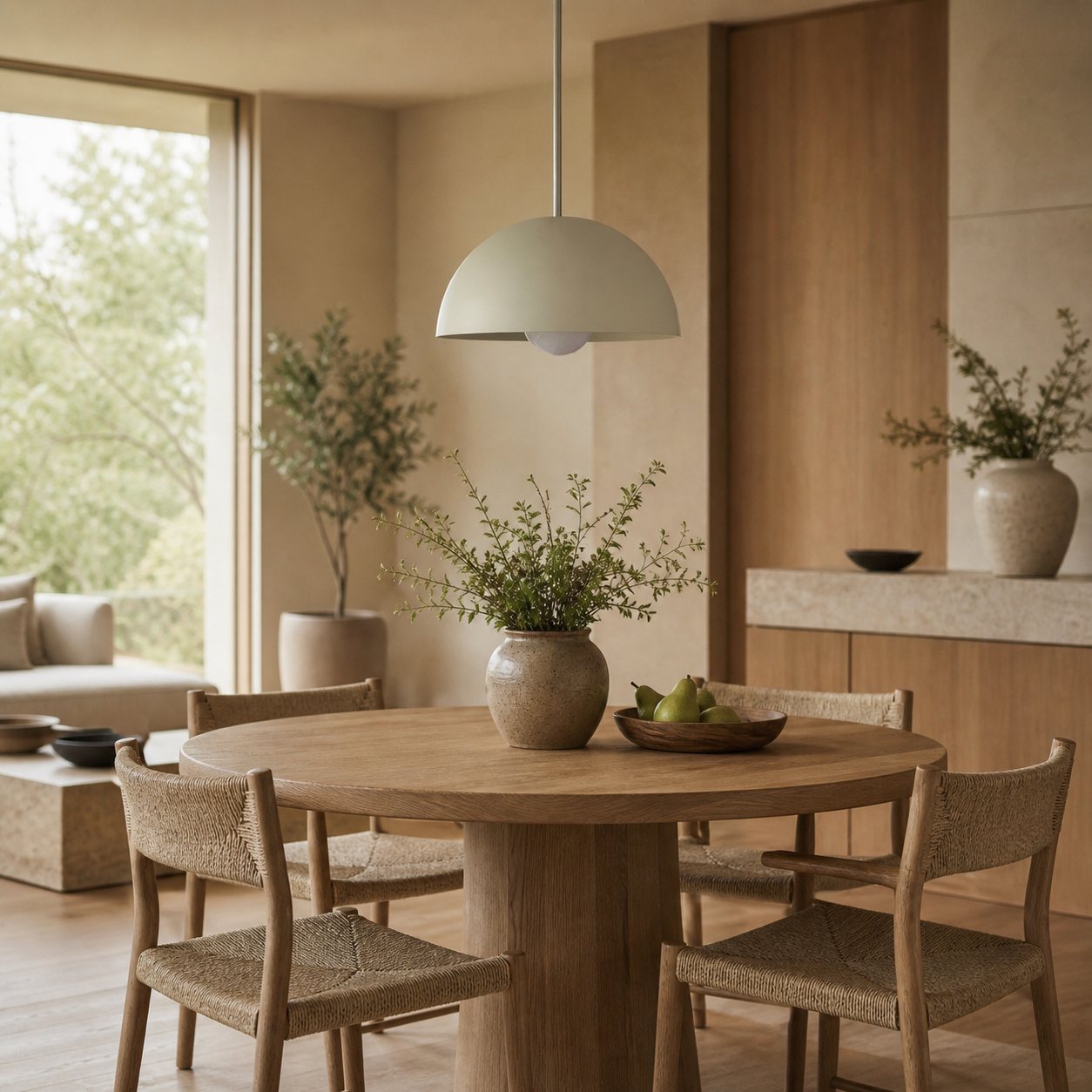 Metio Dome Neutral Dome Pendant - Modern Metal Accent Lighting