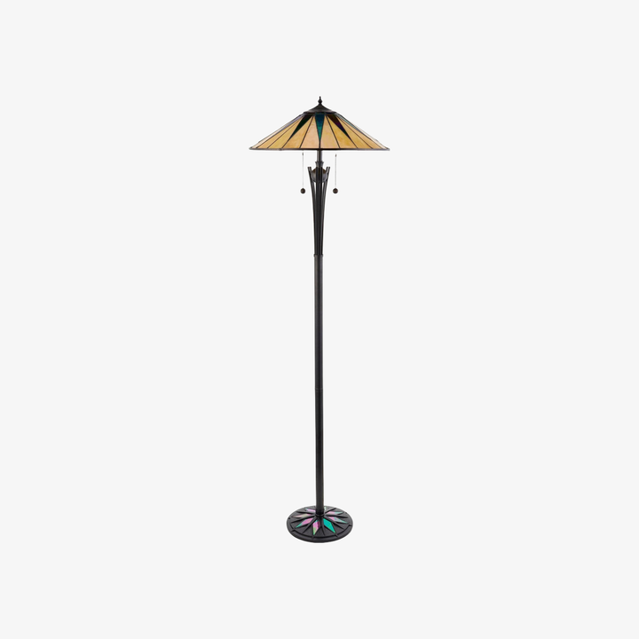 TF Dark Star Tiffany Art Glass Floor Lamp – Vintage-Inspired Metal Base Accent Lighting