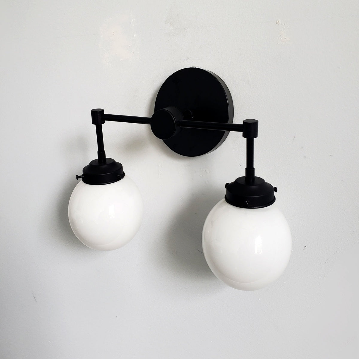Two-Light Sconce - Double Head Glass Bathroom Wall Light