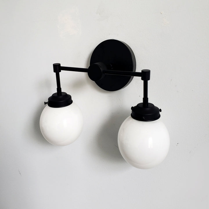 Cohen Two-Light Sconce - Double Head Glass Bathroom Wall Light