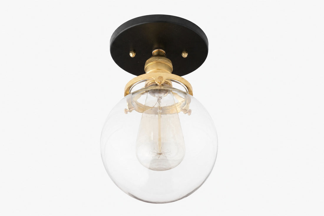 Glorica Glass Retro Globe Ceiling Light - Vintage Industrial Home Lighting