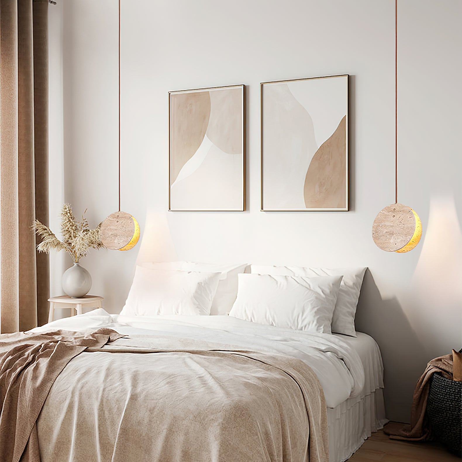 Stone Textured Disc Pendant Light