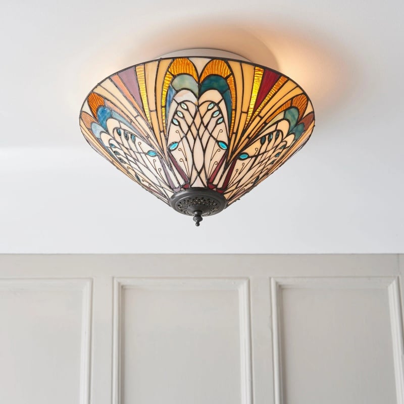 TF Hector Ceiling Light – Handcrafted Stained Glass Design Semi‑Flush or Pendant Fixture for Home
