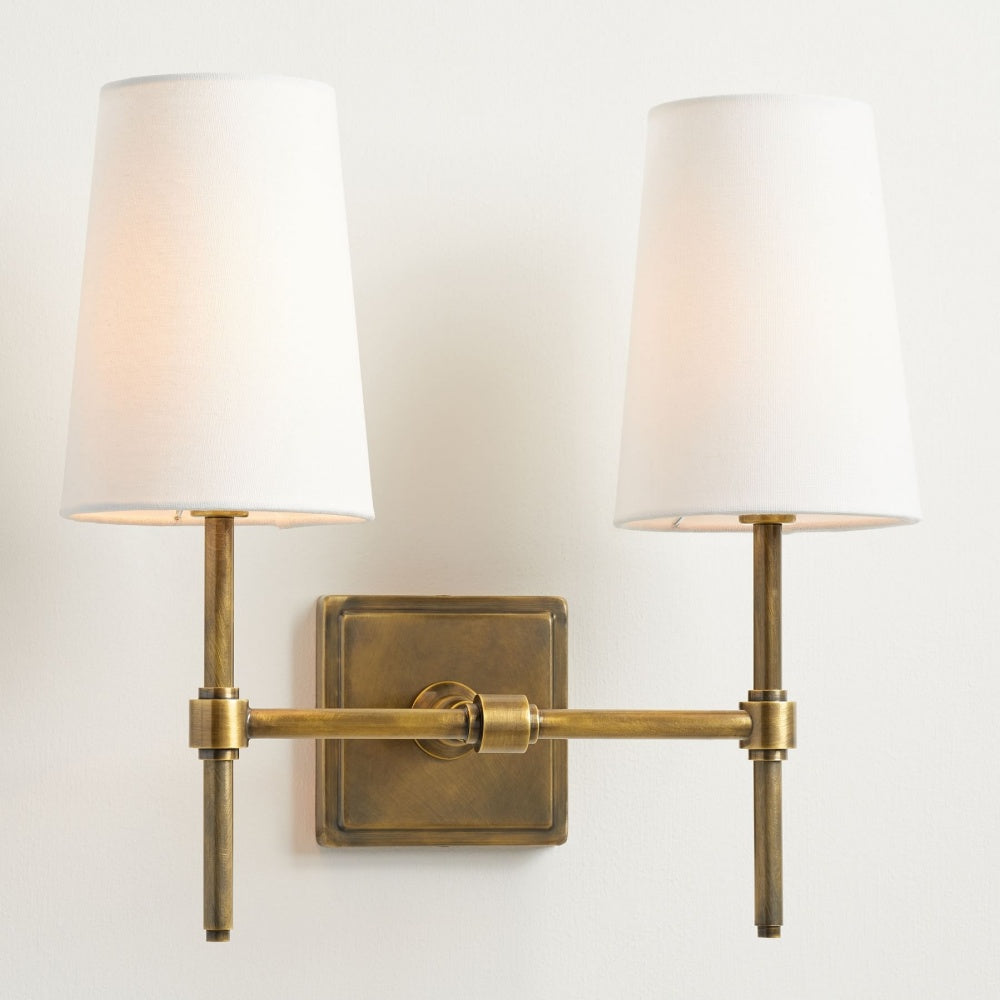 Derlina White Linen Shades Wall Lamp – Retro Metal Multi-Head Lighting Fixture