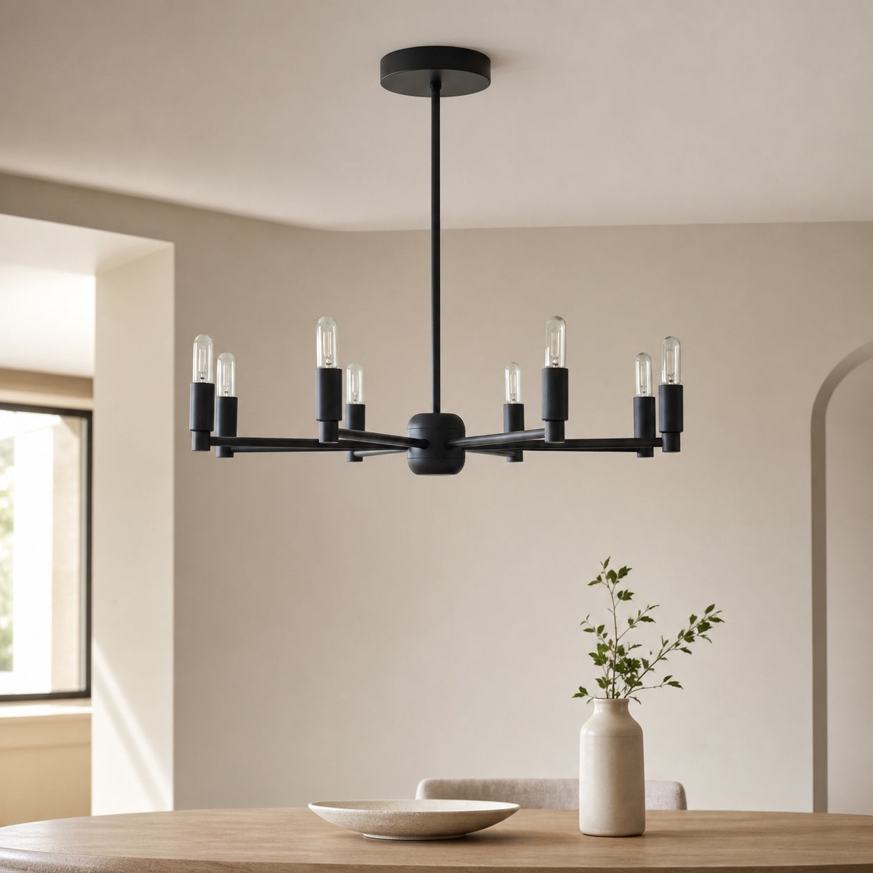Mobilux Line Modern Chandelier - 8 Arm Mid Century Hanging Light
