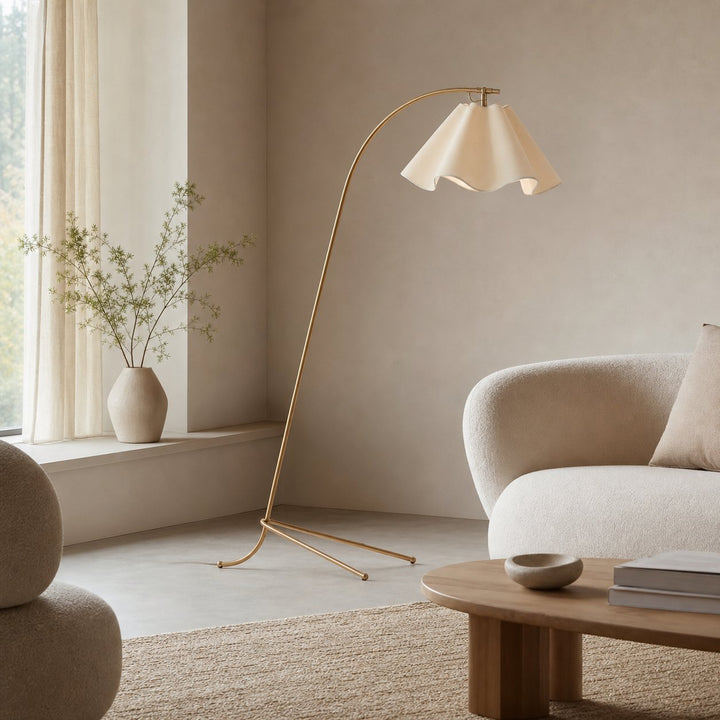 Oslan Scalloped Shade Floor Lamp - Modern Lighting with Arched Base