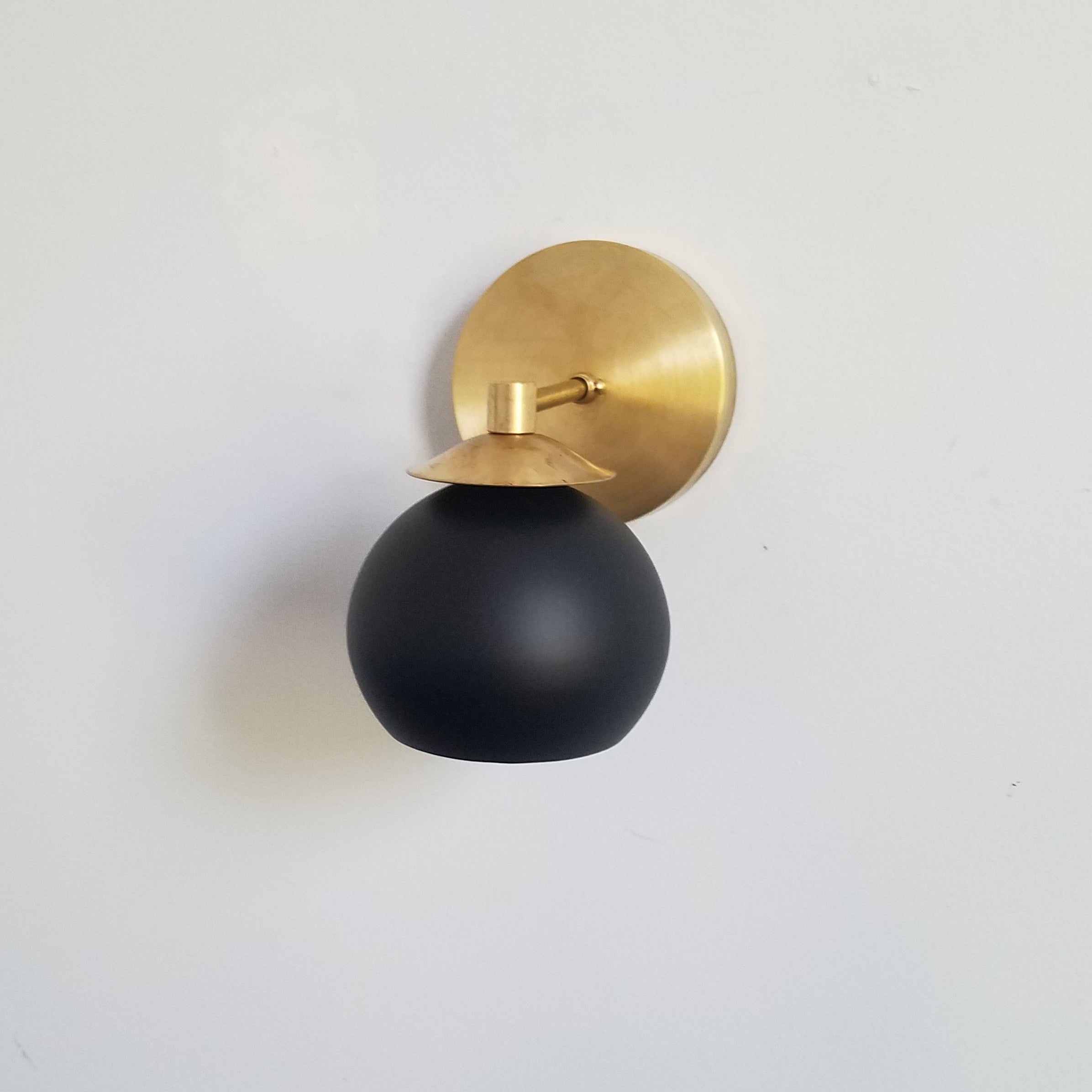 Mid-Century Wall Sconce - Brass Accents with Metal Shade Options