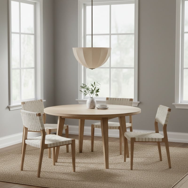 Lumarys Pendant / Flush Mount Lamp – Botanical-Inspired Linen Shade for Dining Area or Living Room