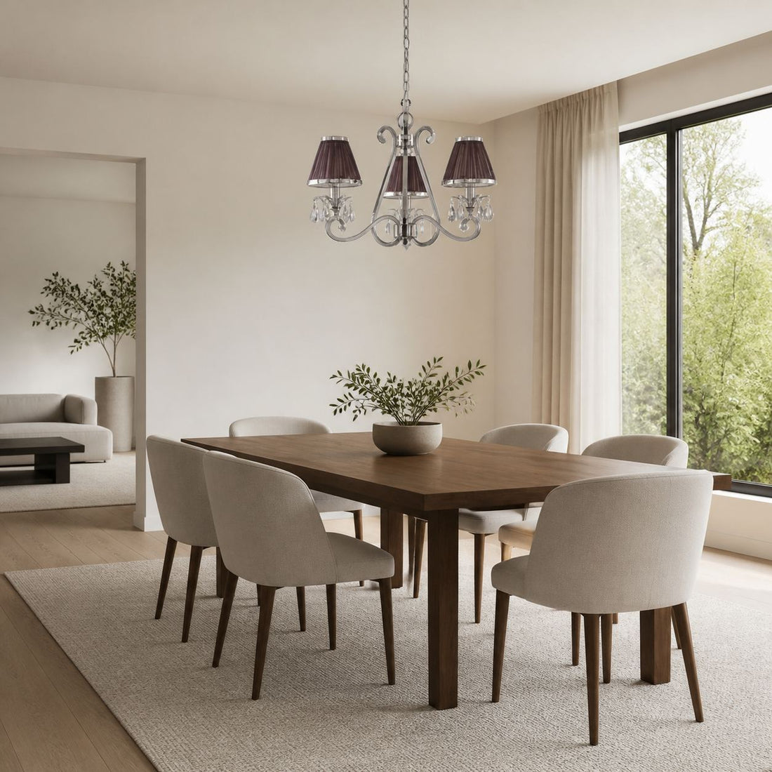 Talonis Multi-light Fabric Chandelier - Elegant Metal Curved Arms for Dining and Living