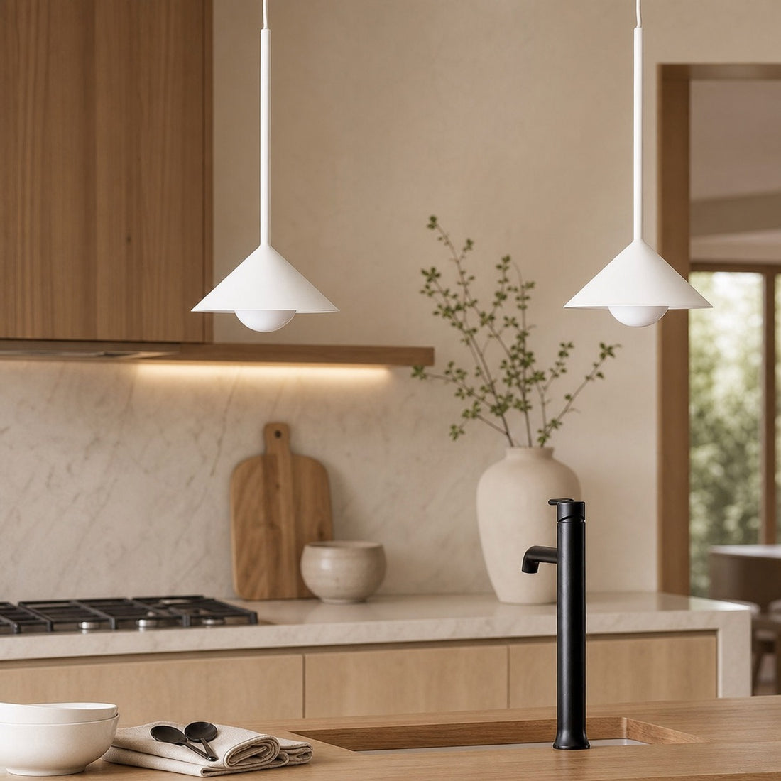 Brivana Adjustable Pendant – Cone Shade Light for Kitchen or Dining