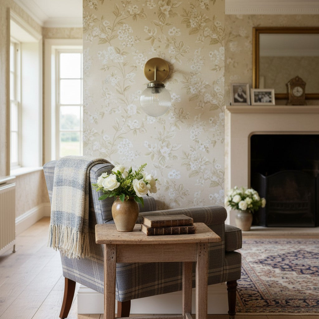 Glorica Glass Aged Brass Wall Sconce - Ribbed Glass Shade Industrial Style Lighting