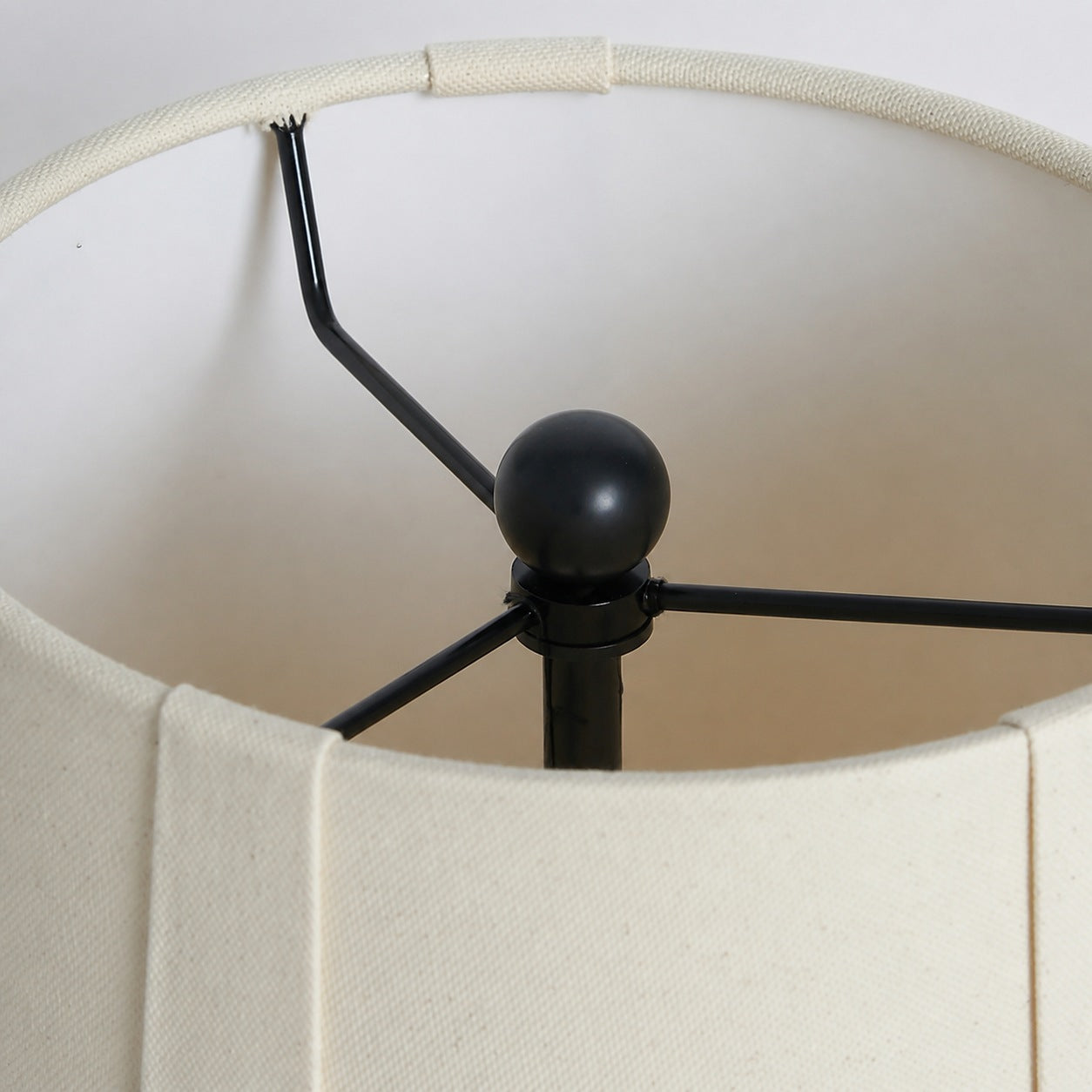 Pryssa Sculptural Ceramic Floor Lamp - Ivory Linen Shade for Living Room Accent