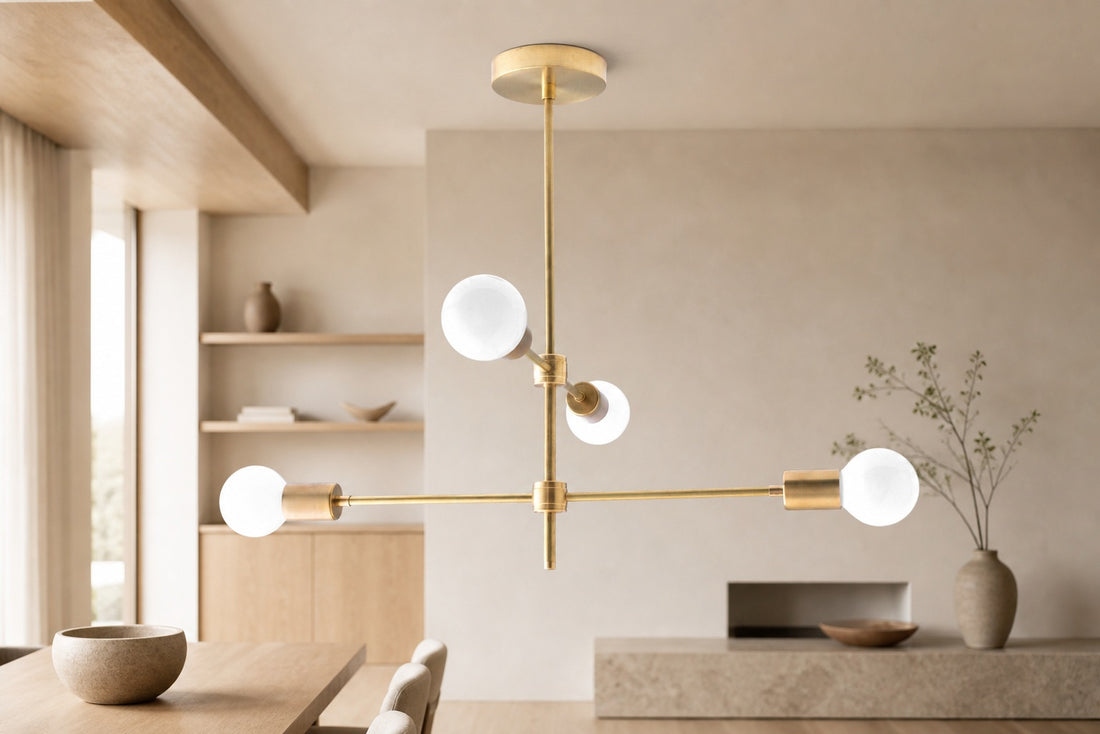 Mobilux Line Black and Brass Chandelier - Contemporary Globe Ceiling Hanging Light