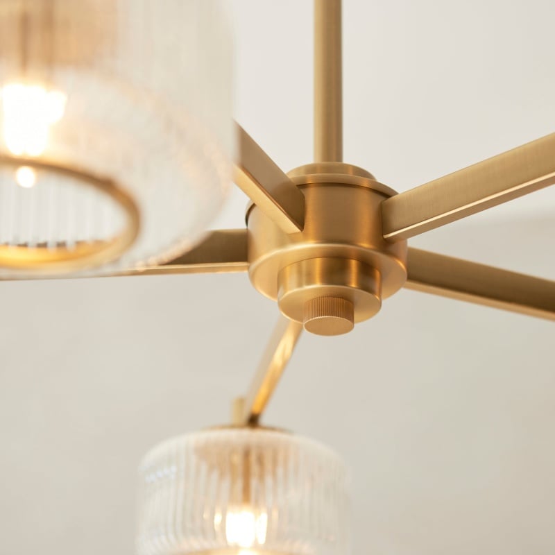 Canovus Ceiling Fixture with Ribbed Glass - Industrial Metal Living Room Light