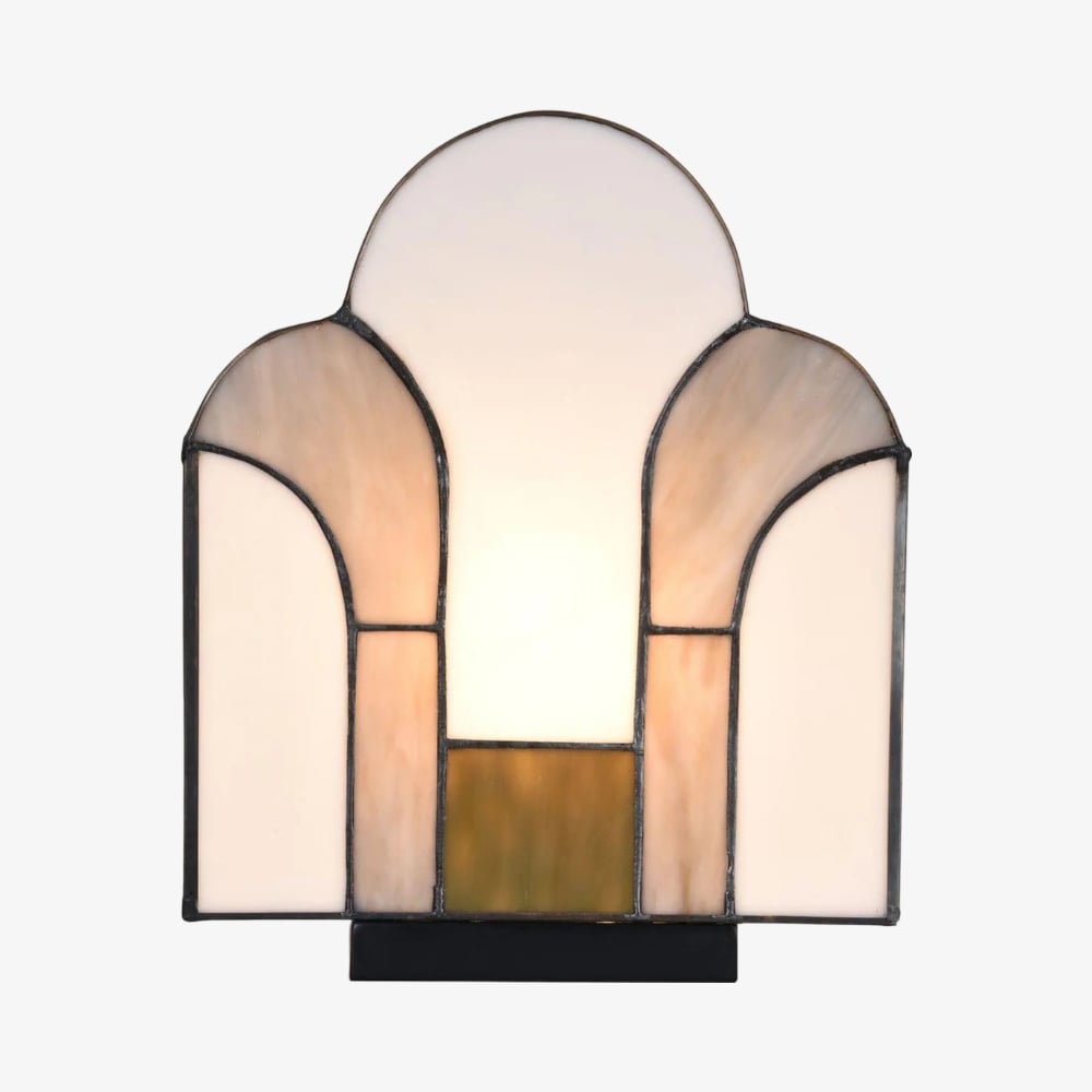 Kelsar Stained Glass Art Deco Table Lamp – Elegant Indoor Accent Light for Living Room or Entryway