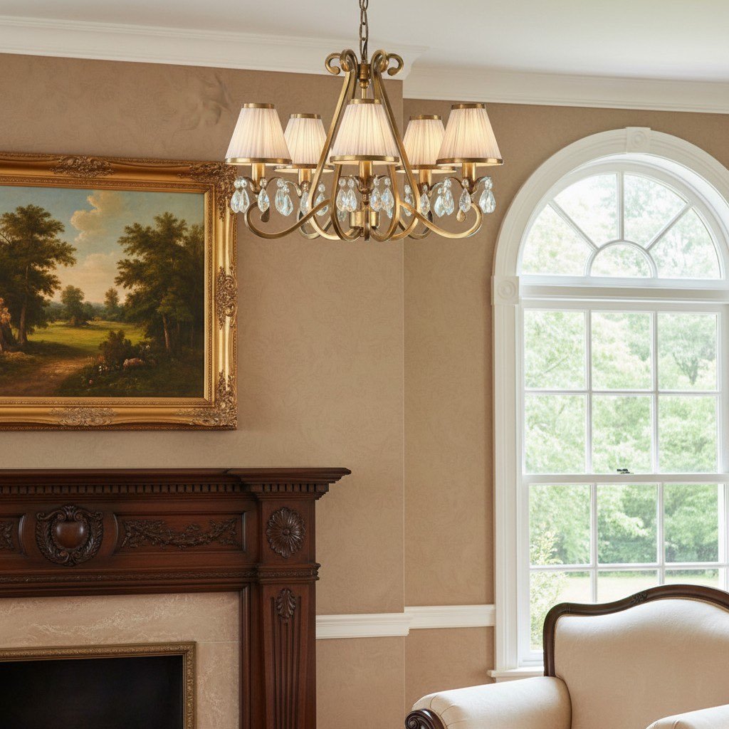 Talonis Multi-light Fabric Chandelier - Elegant Metal Curved Arms for Dining and Living