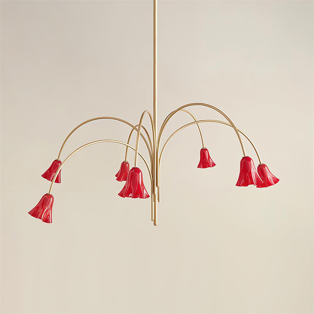 Bellina Modern Romantic Chandelier - Botanical Lily Design with Glass Flowers