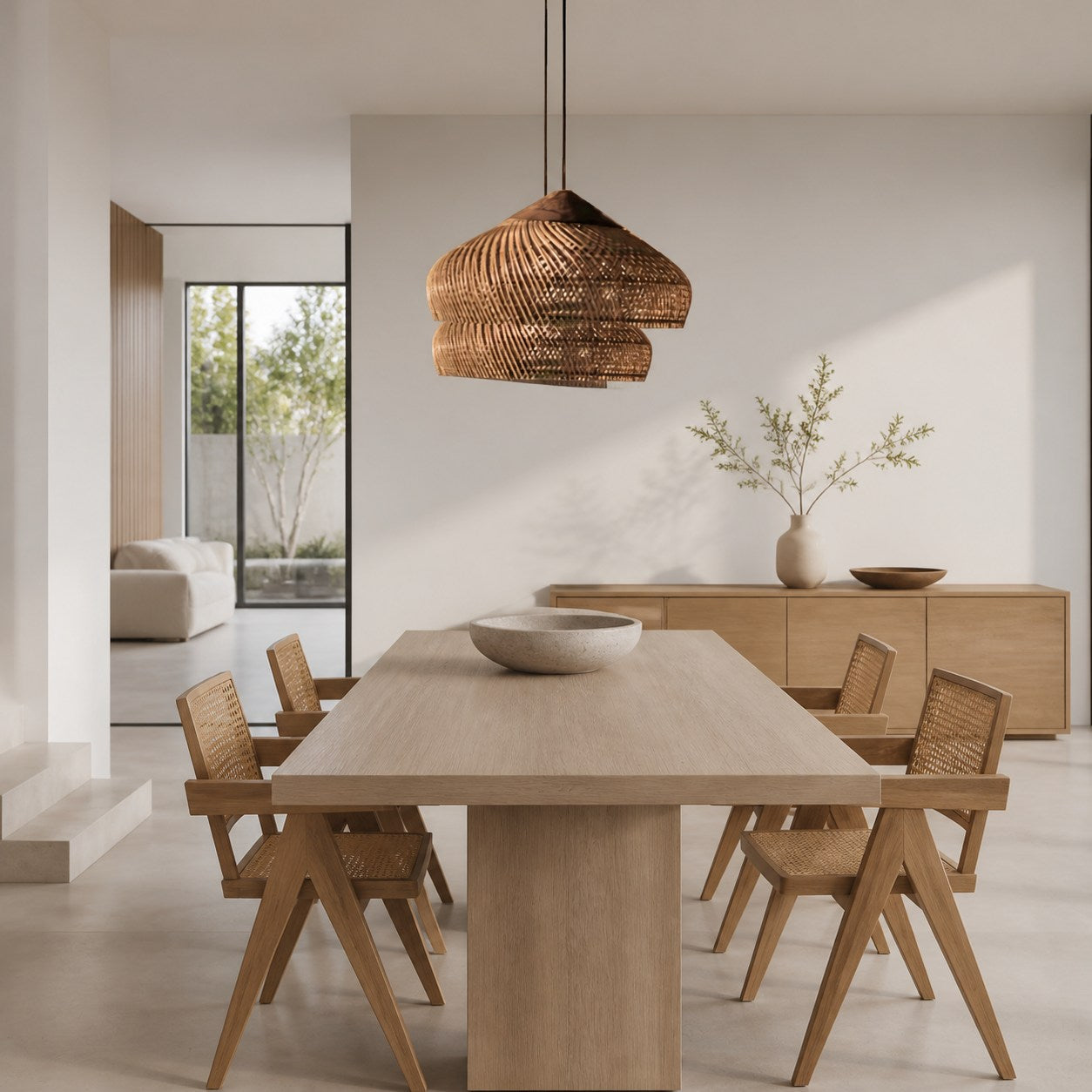 Harp Braided Rattan Pendant Lamp