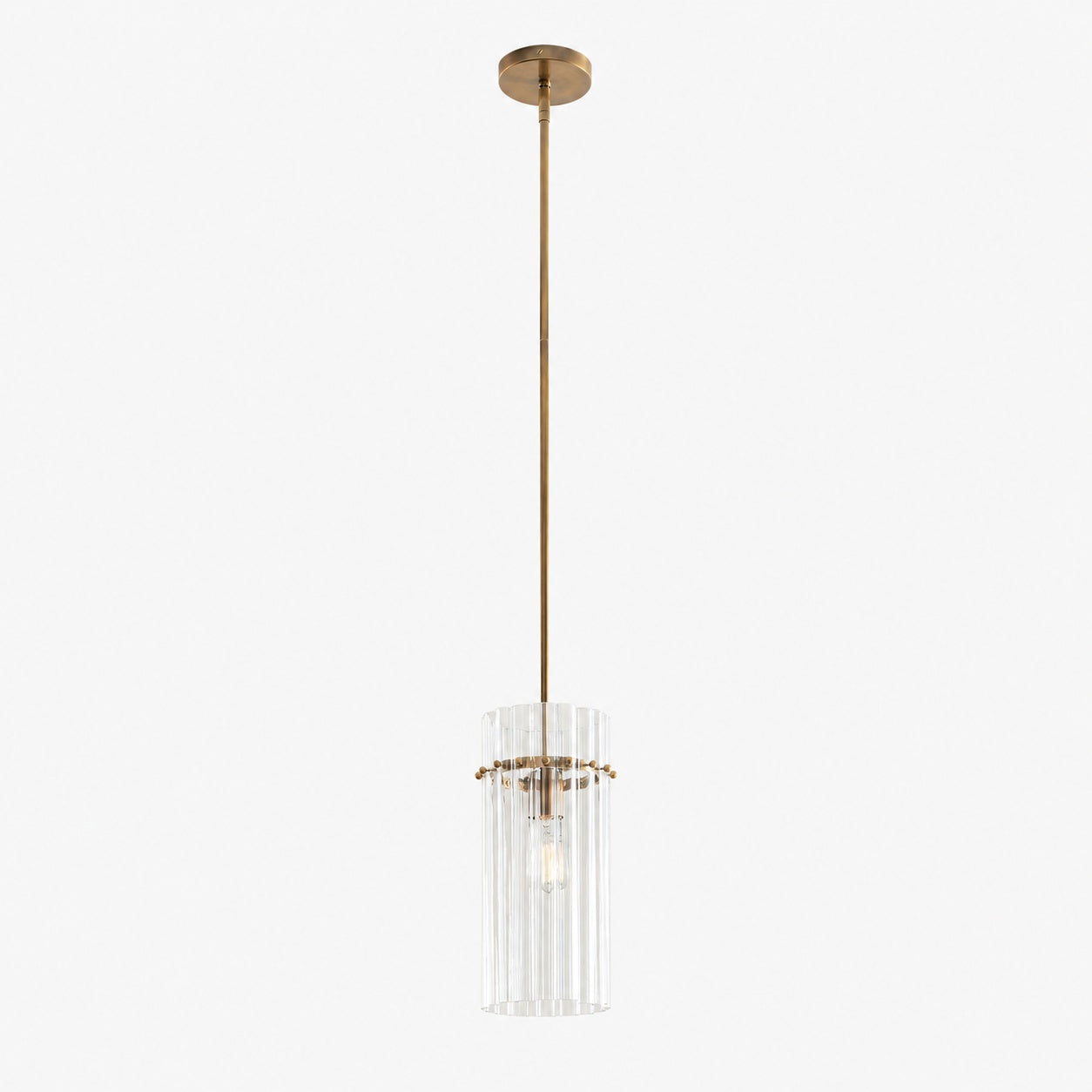 Lumora Crystal Pendant Light – Elegant Tumbled Brass & Cut Glass