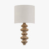 Natural wood sculptural wall lamp with fabric shade