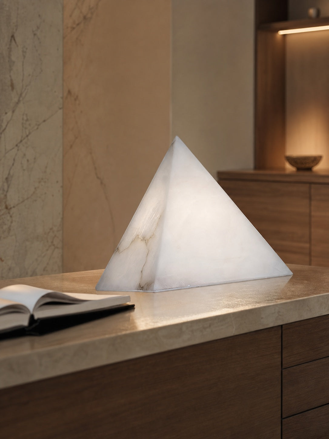 Alabaster Pyramid Table Lamp