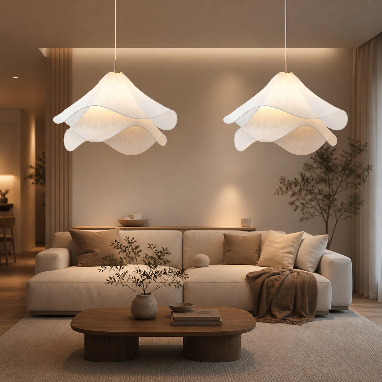 Ethereal Bloom French Floral Pleated Fabric Pendant Light