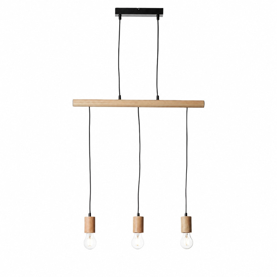 Virell Adjustable Linear Ceiling Light – 3‑Bulb Wooden and Metal Design for Kitchen Island or Office