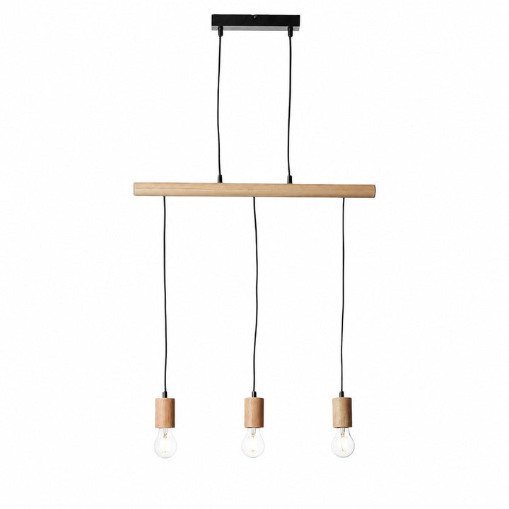 Virell Adjustable Linear Ceiling Light – 3‑Bulb Wooden and Metal Design for Kitchen Island or Office