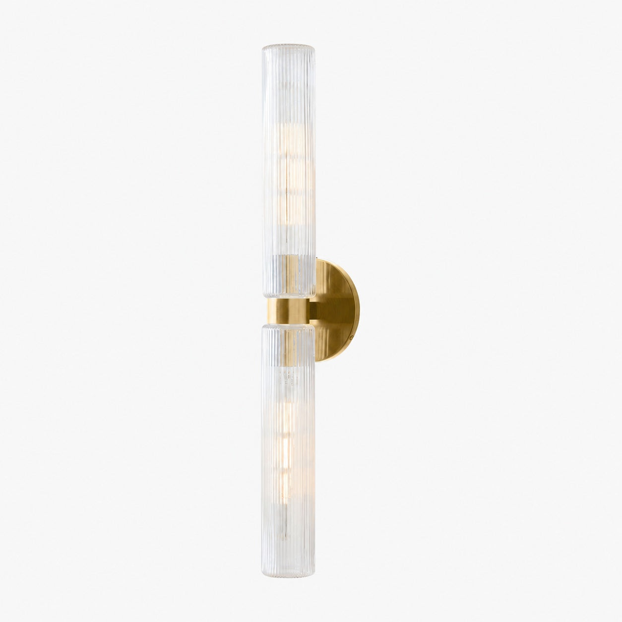 Rivora Modern Fluted Glass Wall Light - Double Short Indoor Outdoor Sconce