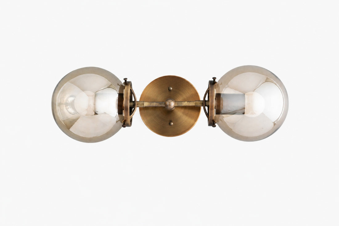 Lumio Globe Double Globe Vanity Wall Light - Rustic Farmhouse Bathroom Wall Fixture