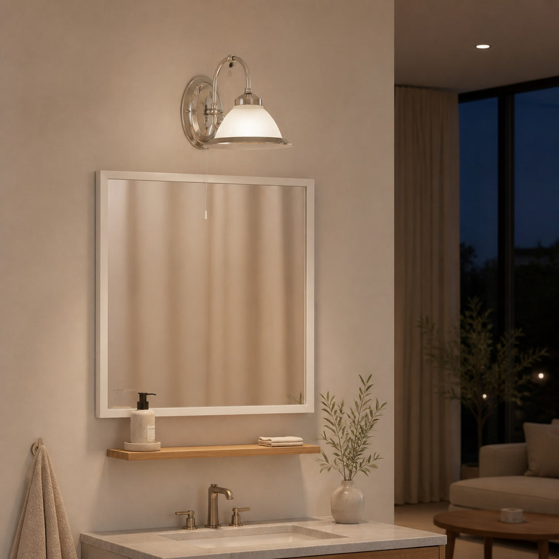 TF Vintora Ribbed Glass Wall Lamp - Industrial Bell Shape for Diner and Hallway