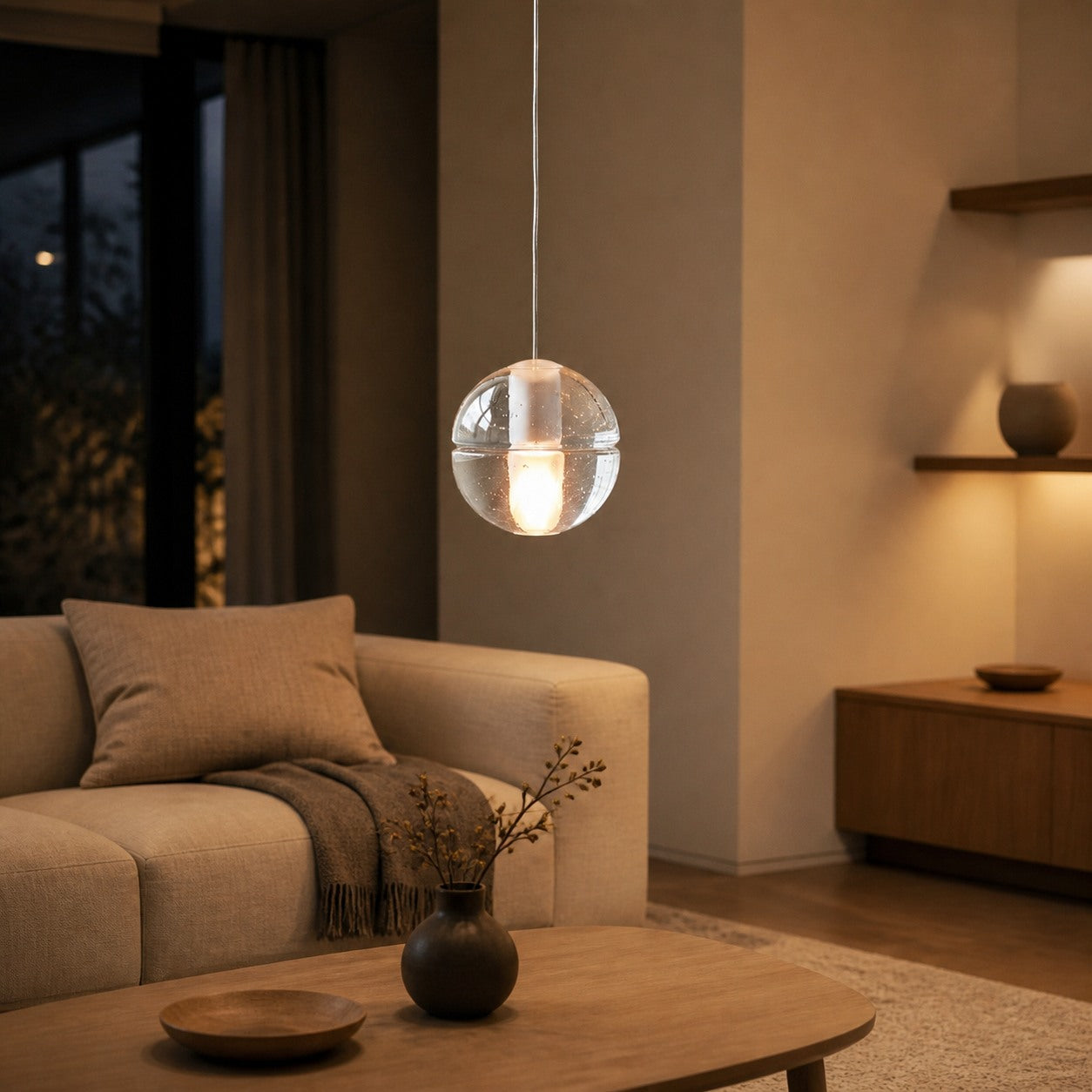 Lorivo Decorative Crystal Sphere Pendant Light Starry Visual for Lounge Areas