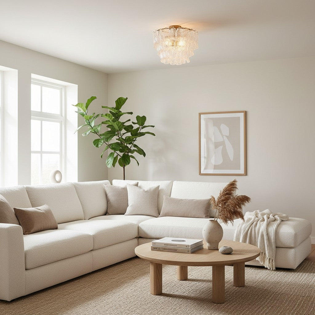 Lumvey Tiered Glass Flush Mount – Round Stacked Design for Modern Home