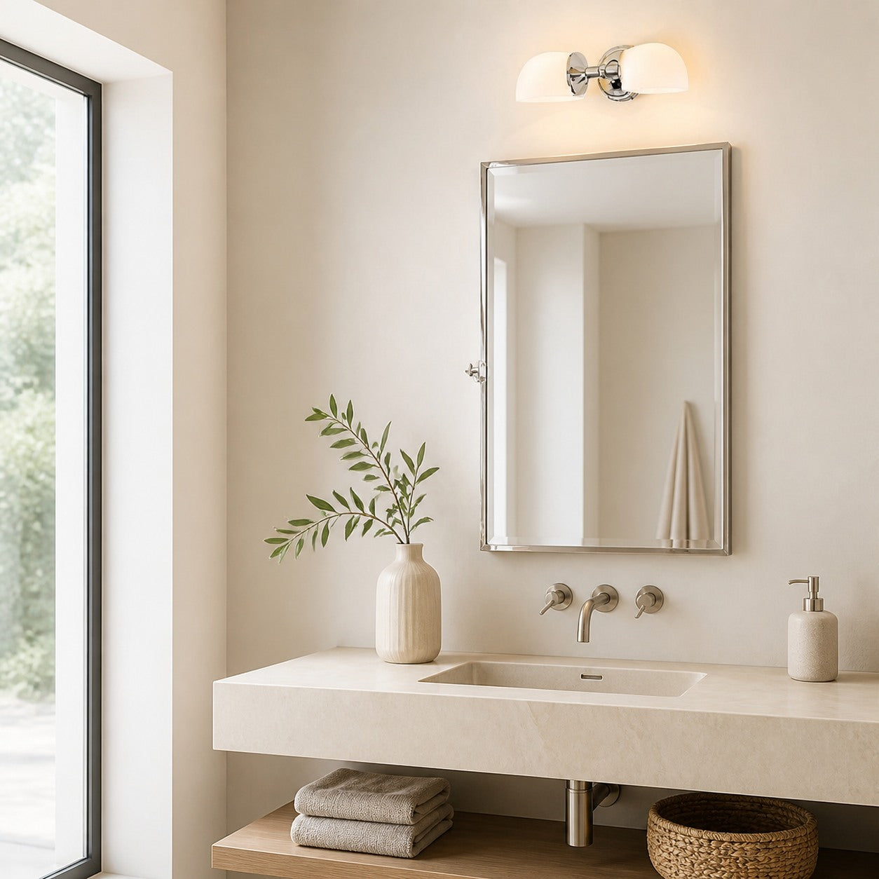 Modern Mercer Double Horizontal Metal Wall Sconce
