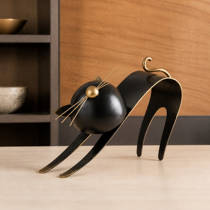 Felora sculptural black metal cat figurine