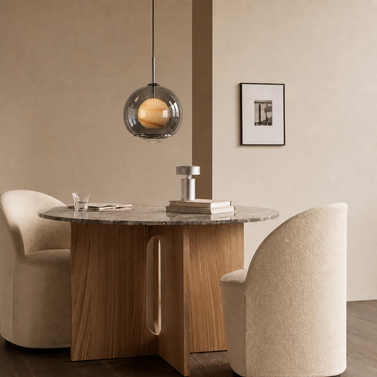 Luma Smoky Glass Globe Modern Pendant Light for Dining Room