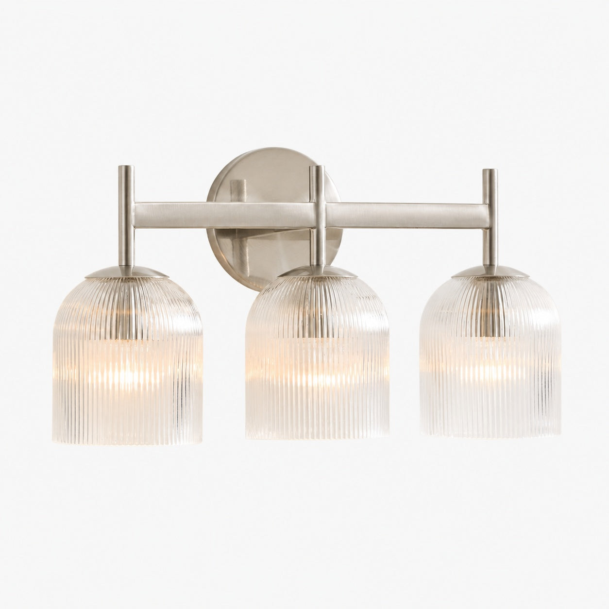 Bravira Ribbed Glass Sconce - Metal Wall Light with Clear Glass Shade