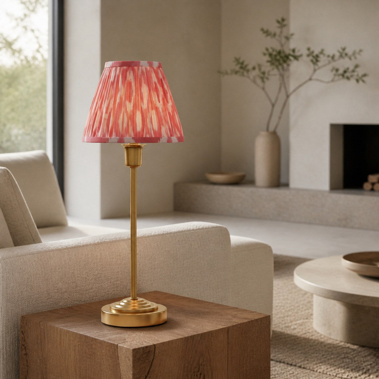 Bronzuno Patterned Fabric Table Lamp - Brass or Bronze Finish Modern-Bohemian Bedside & Living Space Light